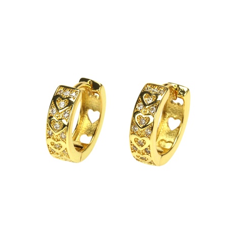 Pendiente de cobre chapado en oro con diamante y círculo de corazón geométrico de moda's discount tags