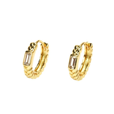 simple fashion square zircon copper gold-plated chain ear buckle's discount tags
