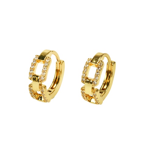 Pendientes circulares chapados en oro con cadena hueca de circón con incrustaciones de cobre nuevos a la moda's discount tags