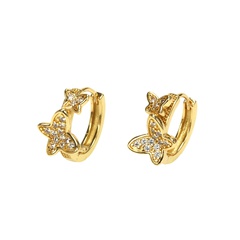 Hebilla de oreja chapada en oro de cobre con diamante de mariposa tridimensional de moda
