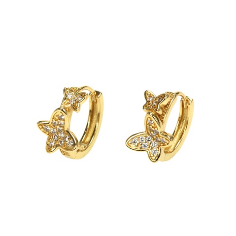 Hebilla de oreja chapada en oro de cobre con diamante de mariposa tridimensional de moda's discount tags