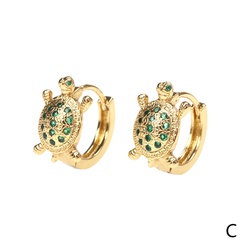fashion new color diamond-studded turtle gold-plated copper earrings female