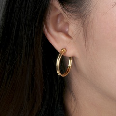 new gold c-shaped semi-circle copper-plated real gold earrings wholesale
