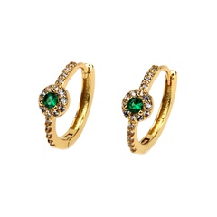 fashion copper inlaid green zircon circle electroplating color-preserving earring