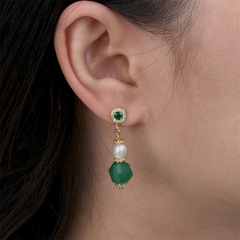new bohemian gem-set tassel pearl copper earrings wholesale