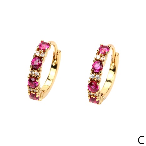 Inlaid micro-color diamond color retention copper gold-plated circle earrings female's discount tags