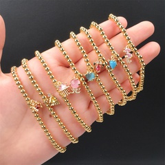 nouvelle couleur zirconium tortue méduse pendentif cuivre plaqué or perle élastique corde bracelet