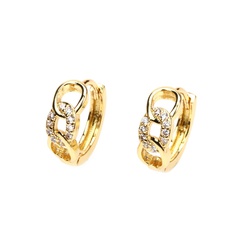 fashion geometric twist-shaped diamond chain simple copper earrings