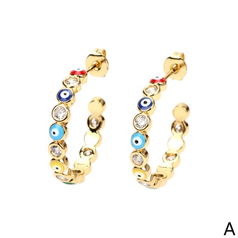 fashion geometric devil's eye diamond copper drip oil earrings's discount tags