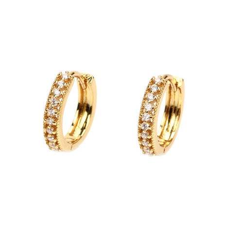 simple inlaid micro zircon circle copper gold-plated ear buckle female's discount tags