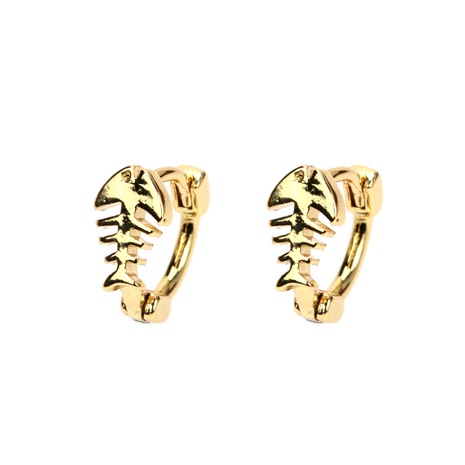 2022 new copper gold-plated fishbone carved earrings female wholesale's discount tags