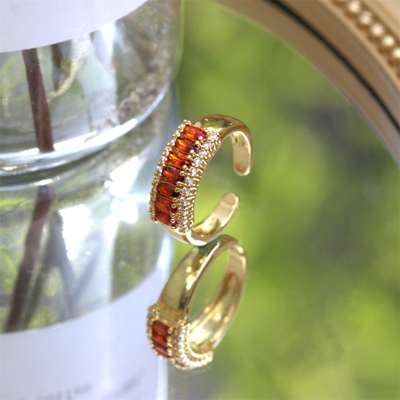 new fashion color inlaid zircon oval diamond copper ring accessories