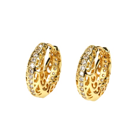 Pendientes chapados en cobre con círculo geométrico de diamante hueco tallado retro a la moda's discount tags