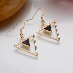 fashion triangle geometric turquoise long alloy earrings