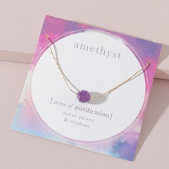 fashion geometric cutting natural amethyst fine alloy necklace