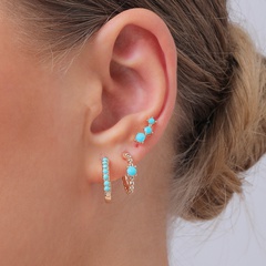 Fashion Jewelry Simple Stacked Turquoise Green Alloy Stud Earrings Set
