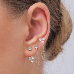 Fashion jewelry alloy glass chain set earrings