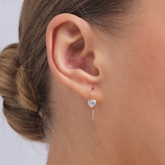 Fashion jewelry metal simple heart-shaped glass frosty alloy earrings