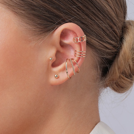 Modeschmuck Metall gefaltete hohle Spule einfache Ohrringe aus mehreren Legierungen's discount tags