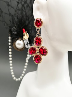 Style coréen mode chinois rubis boucles d'oreilles de mariée fête robe de soirée accessoires longue goutte boucles d'oreilles en cristal