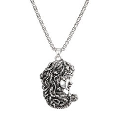retro punk snake demon Medusa alloy pendent necklace