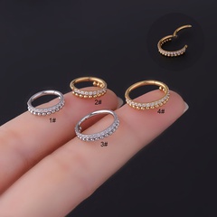 1.2MM coil fashion pure stainless steel wave beads zircon seamless closed nose ring