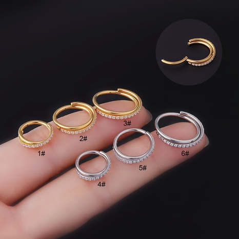 1.2MM coil fashion stainless steel zircon cross seamless closed ring nose ring's discount tags