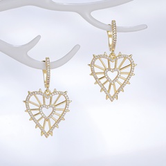 new fashion heart-shaped zircon jewelry accessories DIY copper earrings