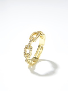 simple geometric copper zircon gold open index finger ring wholesale