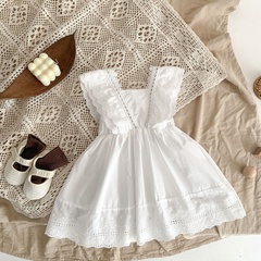 new summer girls baby princess one-piece white lace dress