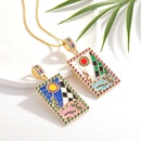 new enamel drip oil pendant geometric painted tarot card copper necklacepicture7