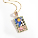 new enamel drip oil pendant geometric painted tarot card copper necklacepicture8