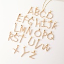 nouveau 26 lettre anglaise pendentif cuivre microincrust T carr zircon collierpicture7