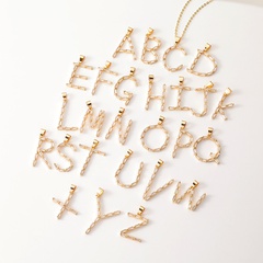 new 26 English letter pendant copper micro-inlaid T square zircon necklace