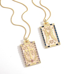 women's jewelry retro Tarot pendant angel cross carved copper necklace
