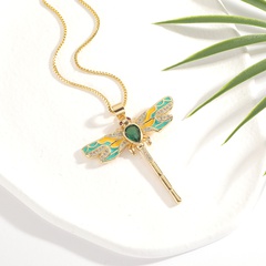 women's jewelry insect dripping oil dragonfly pendant geometric copper necklace
