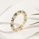 fashion copper microencrusted green and white zircon geometric tail ring femalepicture7