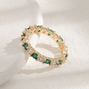 fashion copper microencrusted green and white zircon geometric tail ring femalepicture8