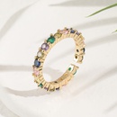 fashion copper microencrusted green and white zircon geometric tail ring femalepicture9