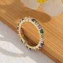 fashion copper microencrusted green and white zircon geometric tail ring femalepicture10