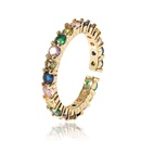 fashion copper microencrusted green and white zircon geometric tail ring femalepicture11