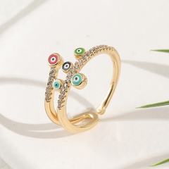 fashion hip-hop lucky eye copper micro-encrusted zircon tail ring female
