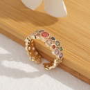 Womens Hand Jewelry Copper Real Gold Plated Inlaid Colored Zircon Ringspicture9