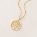 new simple womens jewelry round tree of life pendant copper plated real gold necklacepicture8