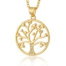 new simple womens jewelry round tree of life pendant copper plated real gold necklacepicture11