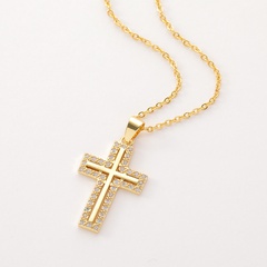 pendentif croix religieuse femme diamant cuivre chandail chaîne en gros