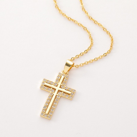 pendentif croix religieuse femme diamant cuivre chandail chaîne en gros's discount tags