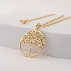 women's jewelry round tree of life pendant geometric copper necklace