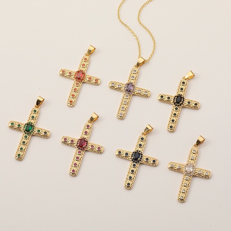 Women's Religious Jewelry Copper Plating 18K Gold Cross Pendant Necklace's discount tags