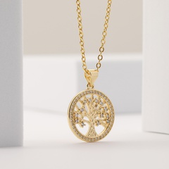 women's jewelry diamond tree of life pendant geometric copper necklace